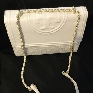 Tory Burch ecru ivory crossbody bag gold strap